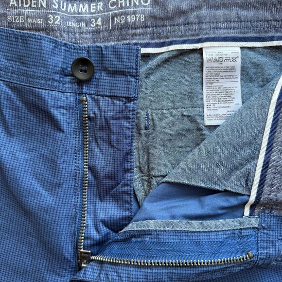 Banana Republic Aiden Summer Chino Blue Checkered Print Pants Size 32 x 34 - Picture 3 of 8